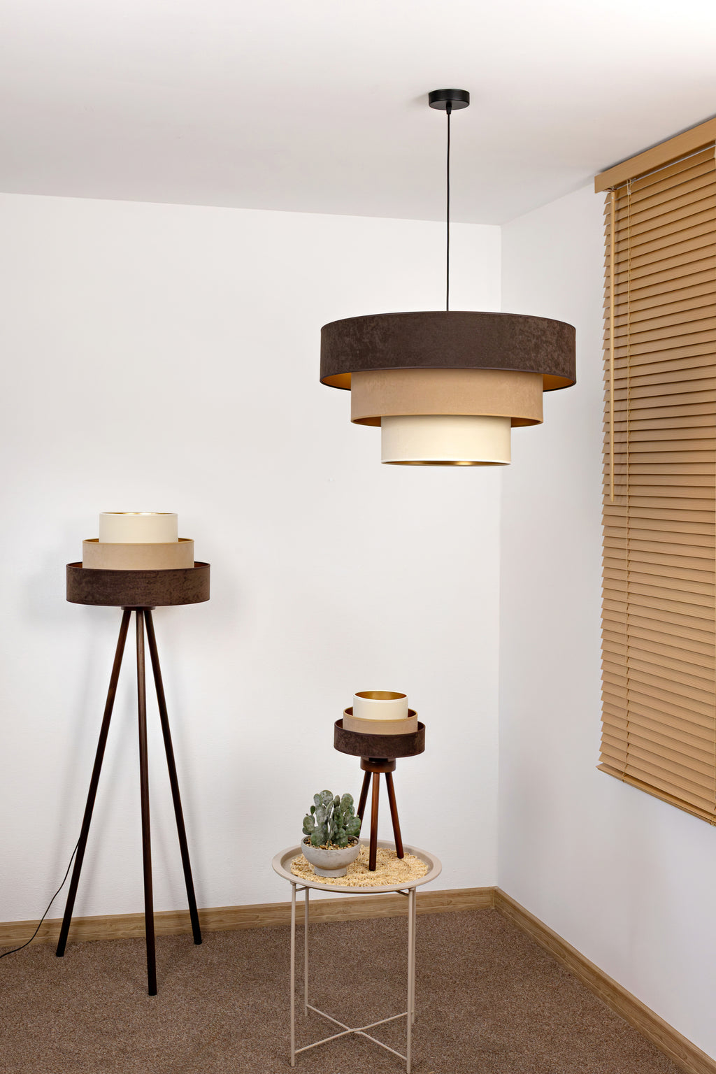 Lampa wisząca DUOLLA LUNETA TIRAMISU 750695 brązowy/kremowy 1xE27 średn.60cm