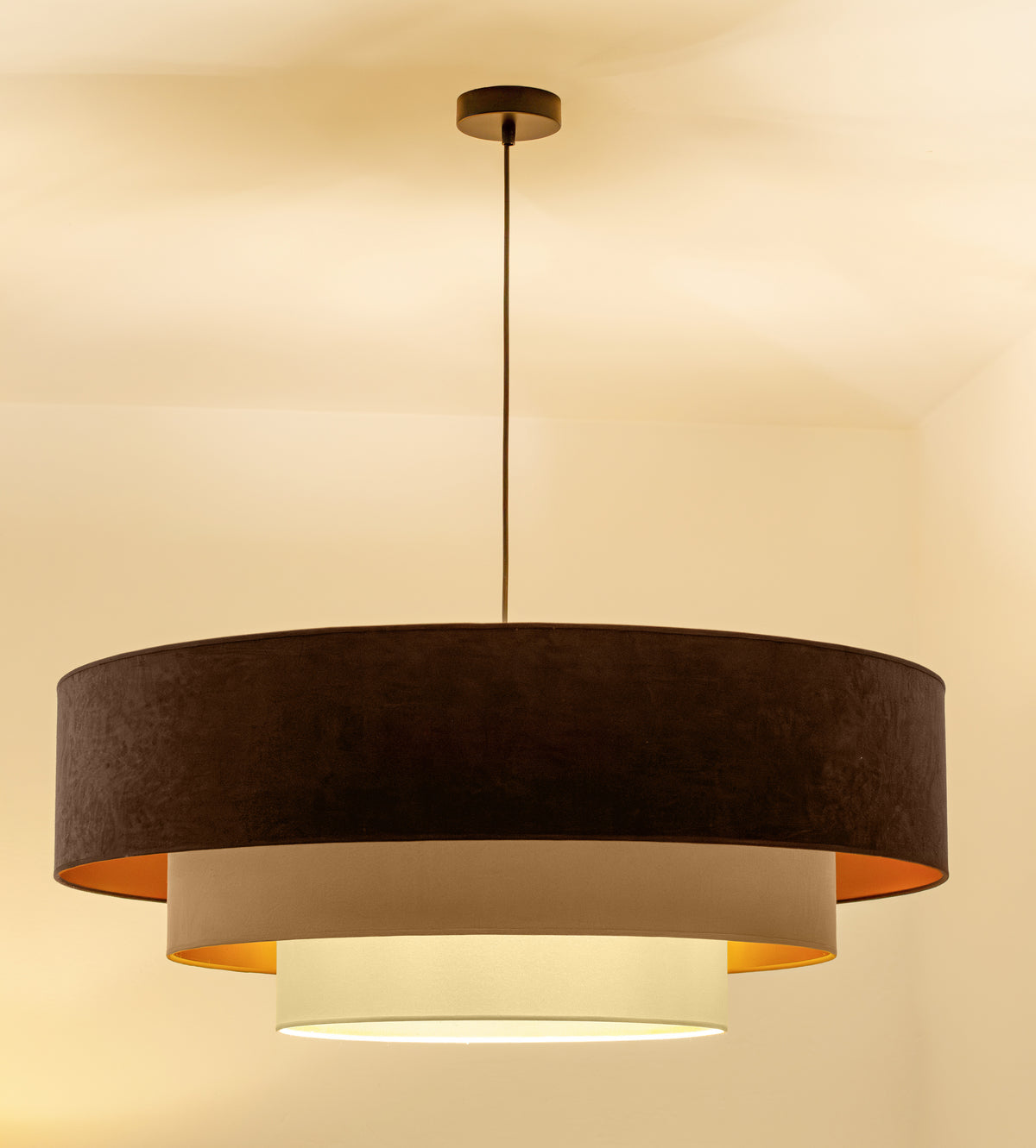 Lampa wisząca DUOLLA LUNETA TIRAMISU 750732 brązowy/kremowy 3xE27 średn.80cm
