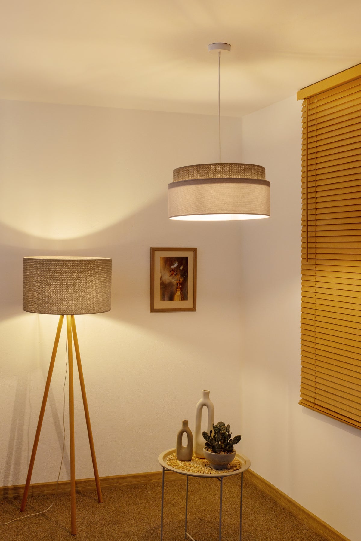 Lampa wisząca DUOLLA MILANO 751708 Beżowy/Brązowy 1xE27 średn.45cm