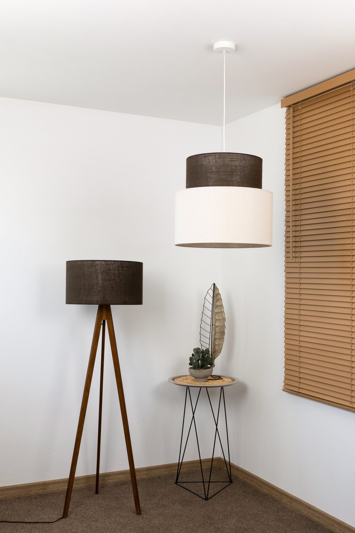 Lampa wisząca DUOLLA SIENA 751678 Czarny/Beżowy 1xE27 średn.45cm