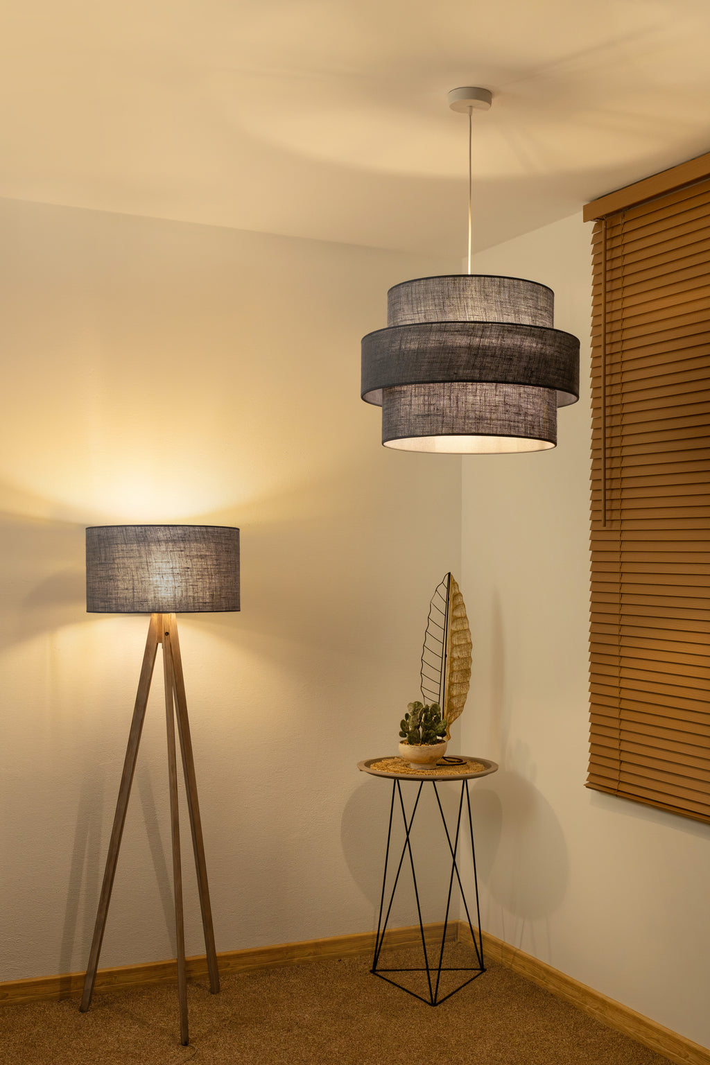 Lampa wisząca DUOLLA SPACE YUTE 752040 szary/n/a 1xE27 średn.50cm