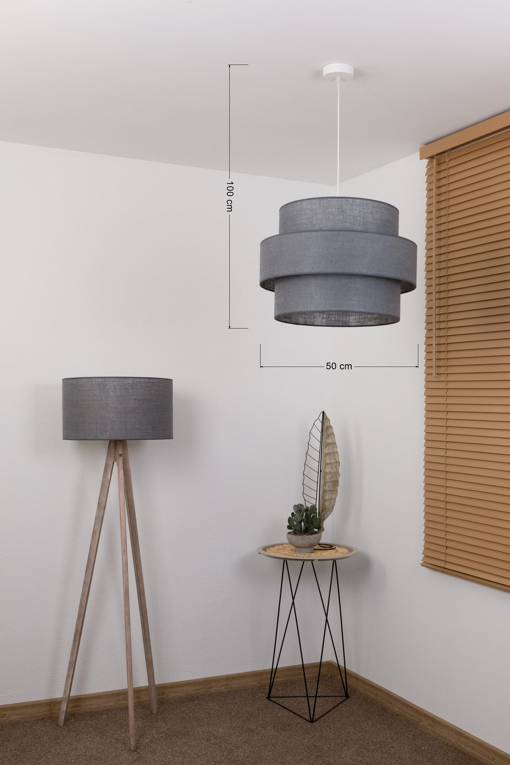 Lampa wisząca DUOLLA SPACE YUTE 752040 szary/n/a 1xE27 średn.50cm