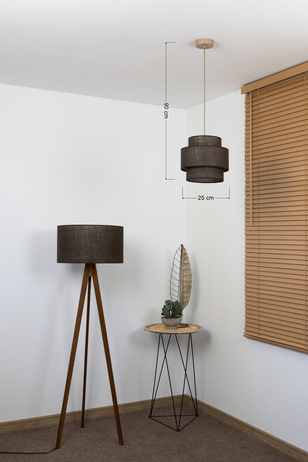 Lampa wisząca DUOLLA SPACE YUTE 752125 brązowy/n/a 1xE27 średn.25cm