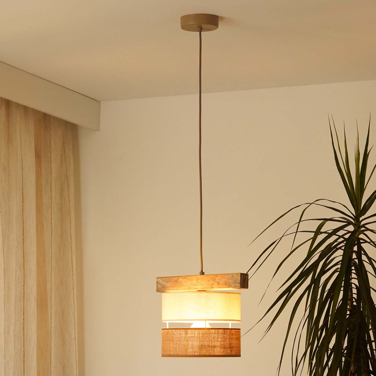 Lampa wisząca DUOLLA TREEON 92226 Beżowy/Kremowy 1xE27 średn.17cm