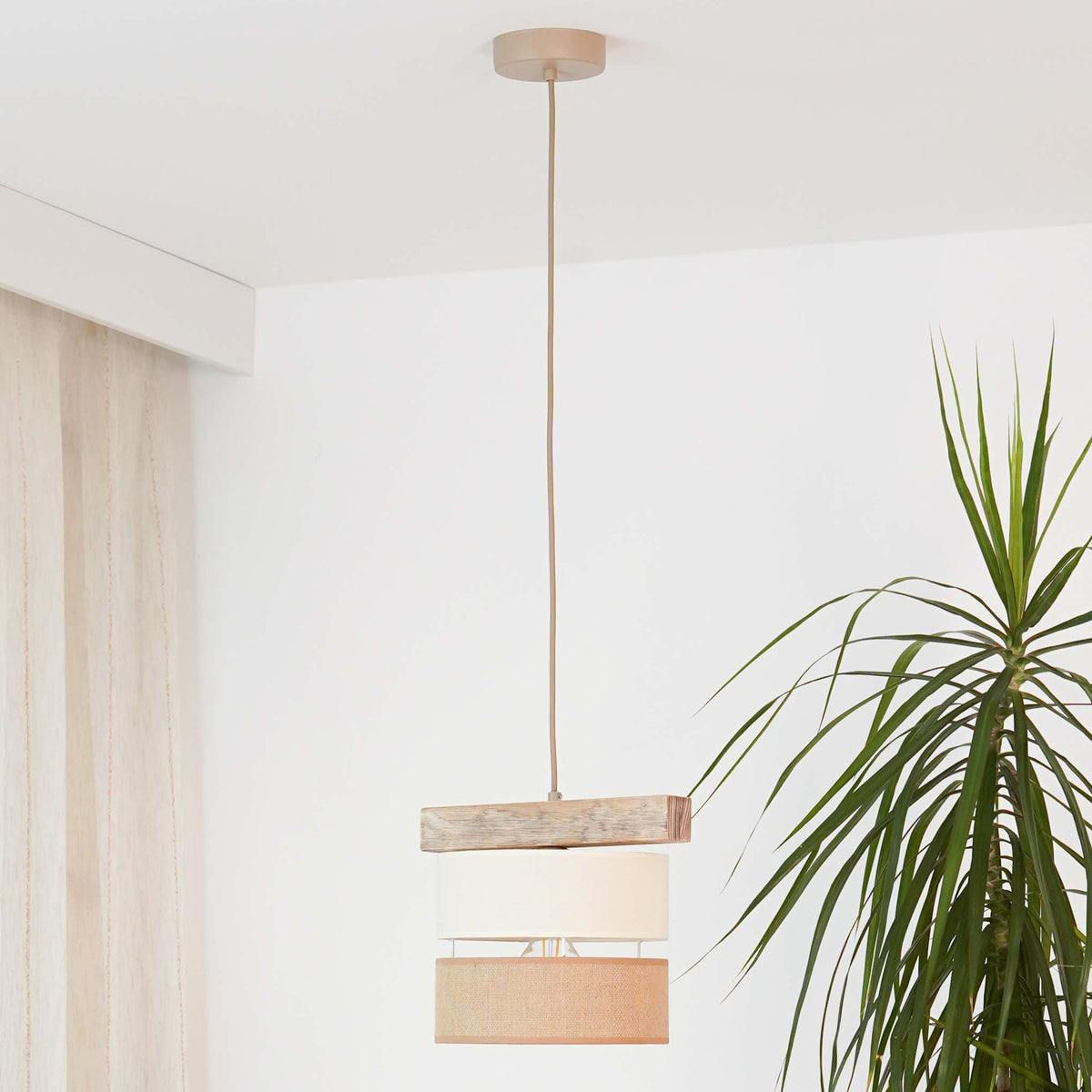 Lampa wisząca DUOLLA TREEON 92226 Beżowy/Kremowy 1xE27 średn.17cm