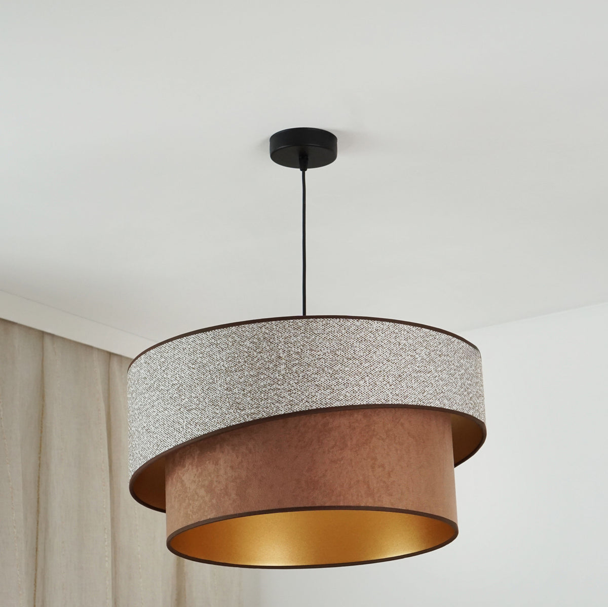 Lampa wisząca DUOLLA VEGAS SHINE 608275 szary/brązowy 1xE27 średn.50cm