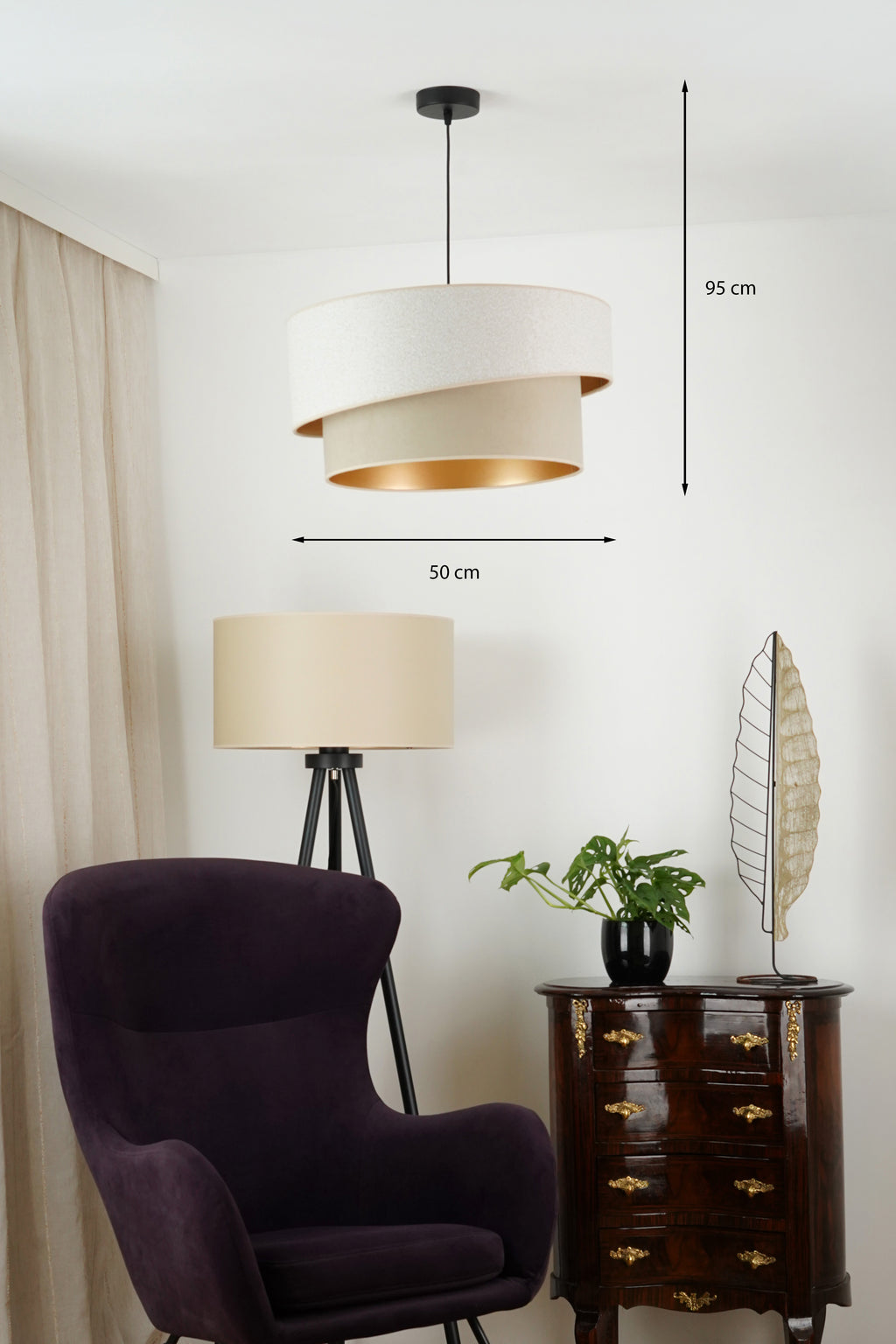 Lampa wisząca DUOLLA VEGAS SHINE 608282 szary/zielony 1xE27 średn.50cm