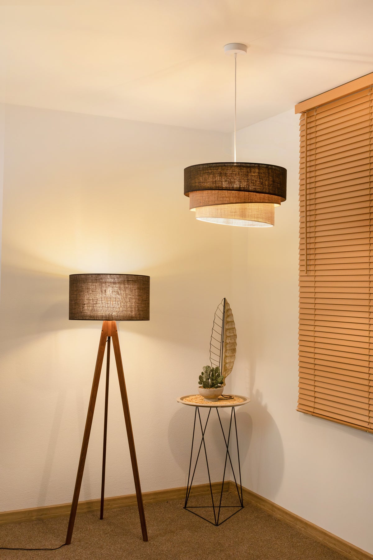 Lampa wisząca DUOLLA YUTE TRIO 751982 brązowy/biały 1xE27 średn.45cm