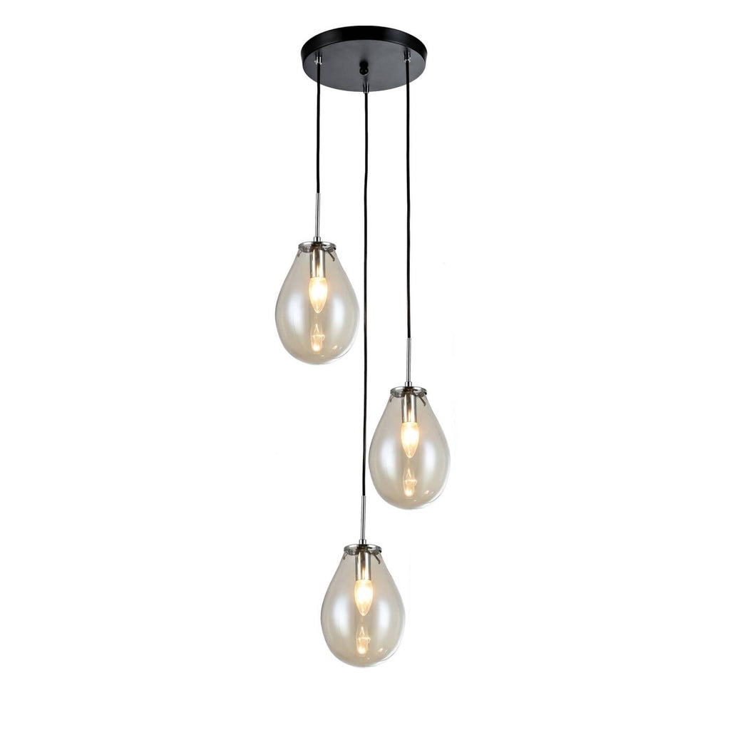 Lampa wisząca FONDI, czarny/chrom/transparentny, 3x40W E14