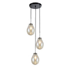 Lampa wisząca FONDI, czarny/chrom/transparentny, 3x40W E14