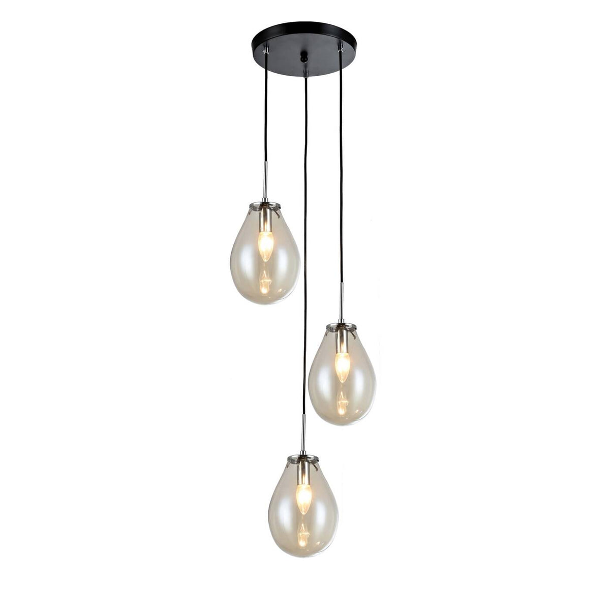 Lampa wisząca FONDI, czarny/chrom/transparentny, 3x40W E14