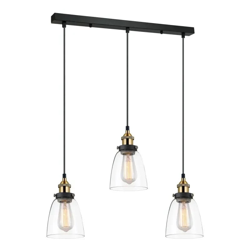 Lampa wisząca FRANCIS dł. 64,5cm 3xE27 | czarny/złoty