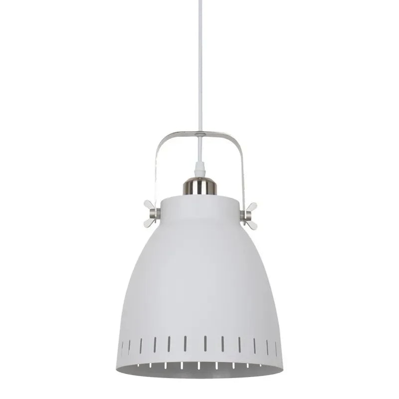 Lampa wisząca FRANKLIN śr. 21cm E27 | biały/nikiel satynowany