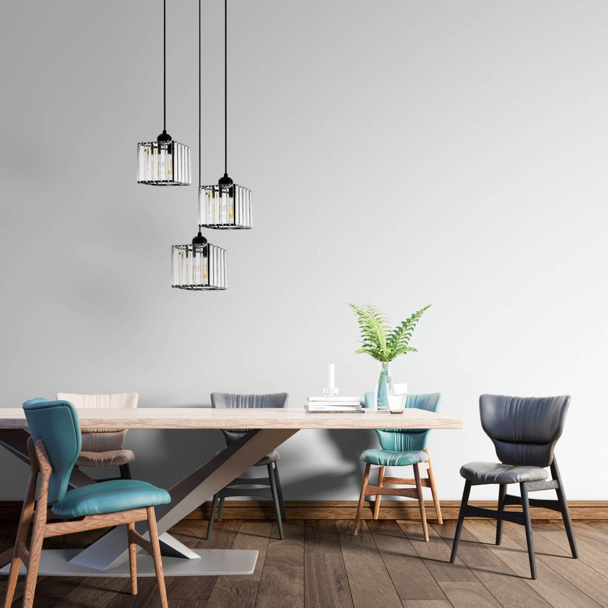 Lampa wisząca GALACTICO, czarny/transparentny, 3x60W E27