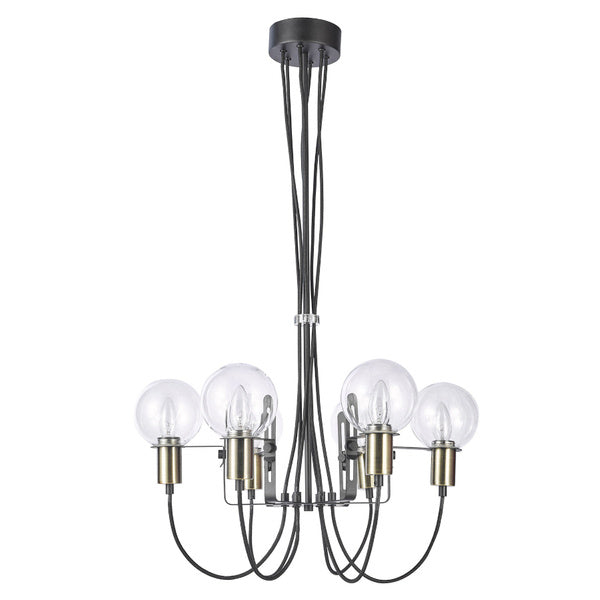 Lampa wisząca GIANNI śr. 61cm 6xE14 | czarny/brąz antyczny/transparentny