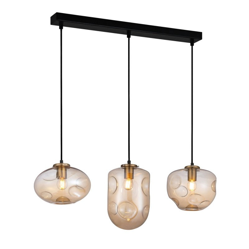 Lampa wisząca HATELLA dł. 83cm 3xE27 | miedziany/dymiony
