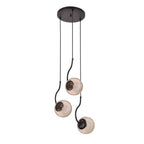 Lampa wisząca HOOK, czarna z bursztynowymi kloszami, 3x40W E27