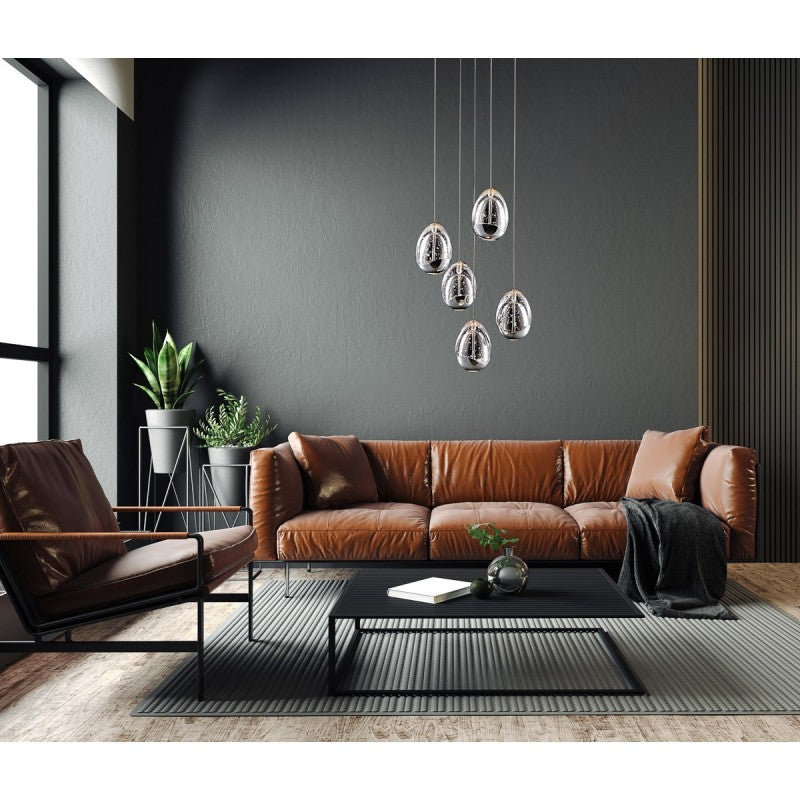 Lampa wisząca HUELTO śr. 30cm 24W LED ciepła biel 3000K | chrom