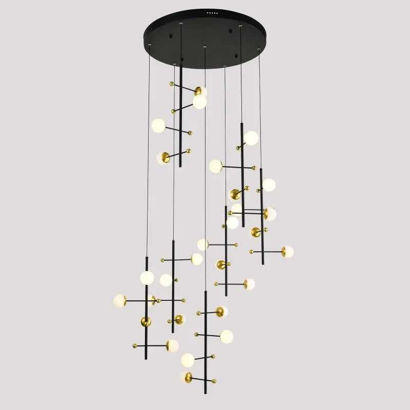 Lampa wisząca Helmond wys. cał. 180cm 89W 28xLED ciepła biel 3000K | czarny