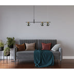 Lampa wisząca Italux Bletter dł. 91,5cm 3xG9 | czarny/dymiony