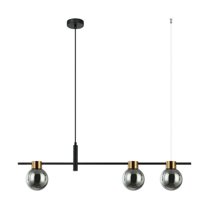 Lampa wisząca Italux Bletter dł. 91,5cm 3xG9 | czarny/dymiony