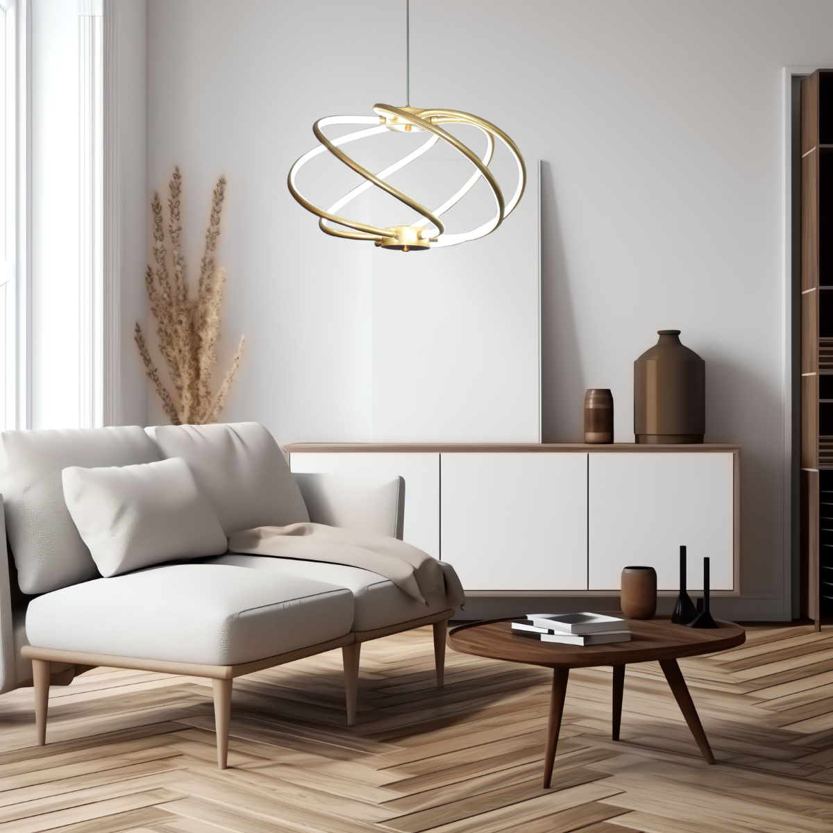 Lampa wisząca Kandor złota LED CCT