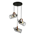 Lampa wisząca LOFT skórzana Antoin śr. 54cm 3xE27 | czarna