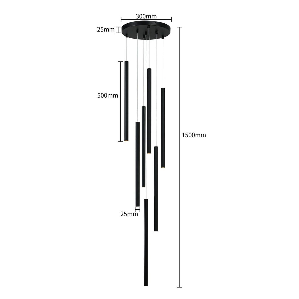 Lampa wisząca LUNGO, czarna, 7x5W G9