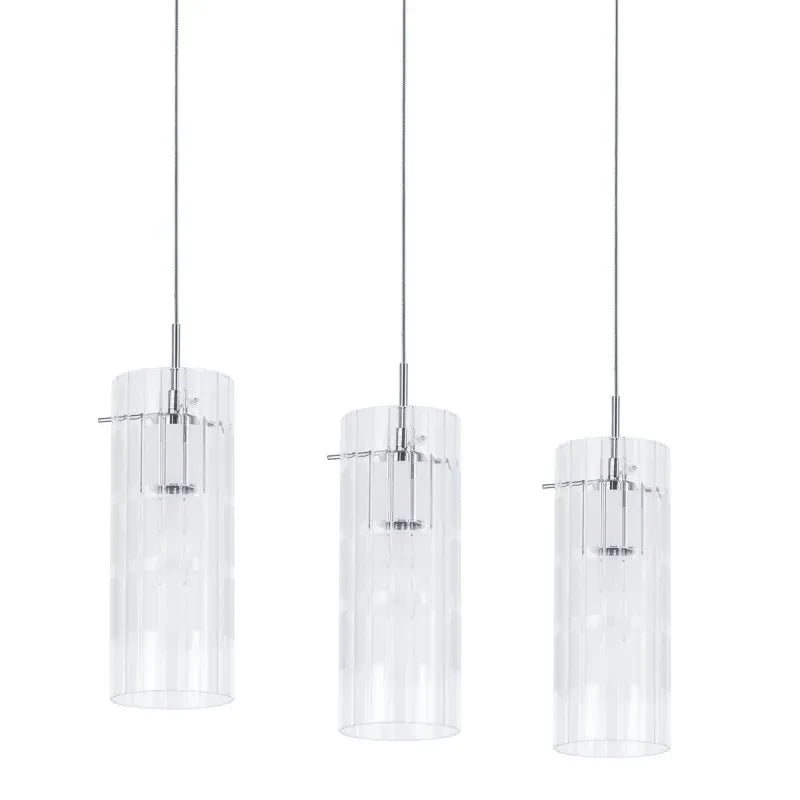 Lampa wisząca MAX dł. 54cm 3xE27 | chrom/transparentny/matowy