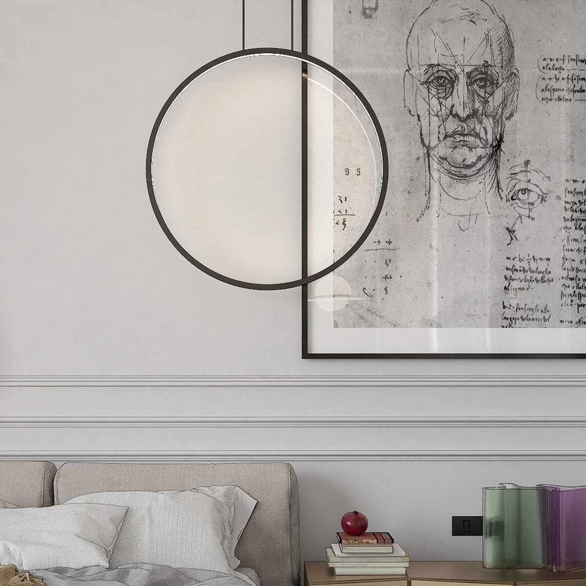 Lampa wisząca MIRROR, mała, czarna, 35W LED, barwa ciepła 3000K, IP44