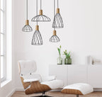 Lampa wisząca MODERNO, duża, czarny/drewno, 1x50W GU10