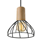 Lampa wisząca MODERNO, mała, czarny/drewno, 1x50W GU10
