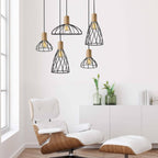 Lampa wisząca MODERNO, mała, czarny/drewno, 1x50W GU10