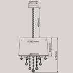 Lampa wisząca MONA, chrom/czarny, 3x40W E14