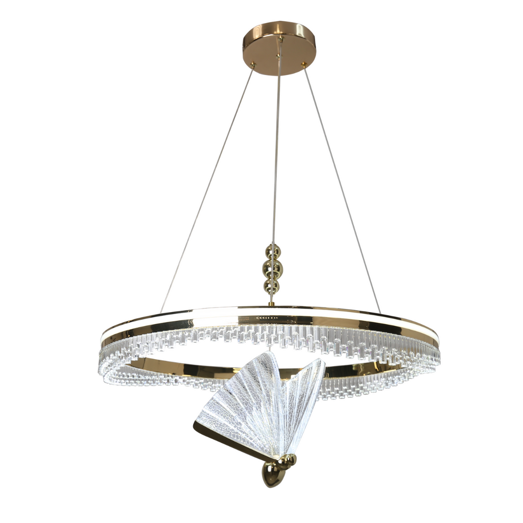 Lampa wisząca Marissa Cristal złota LED CCT