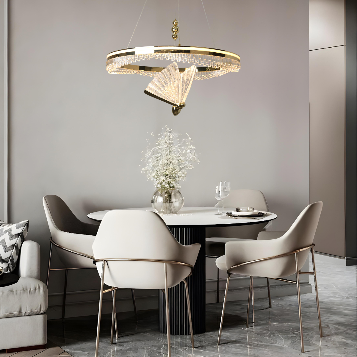 Lampa wisząca Marissa Cristal złota LED CCT