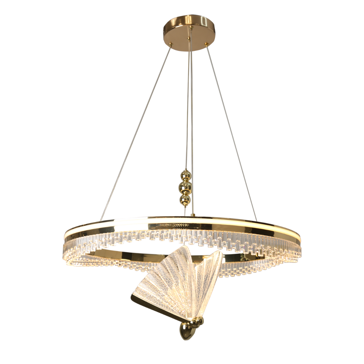 Lampa wisząca Marissa Cristal złota LED CCT