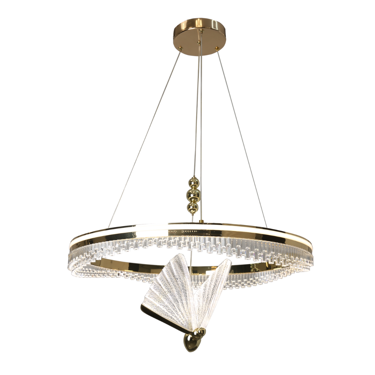 Lampa wisząca Marissa Cristal złota LED CCT