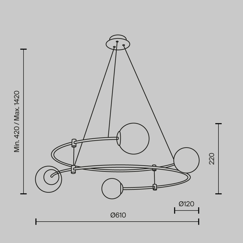 Lampa wisząca Maytoni Balance IP20 4xG9 MOD317PL-04G | Złoto