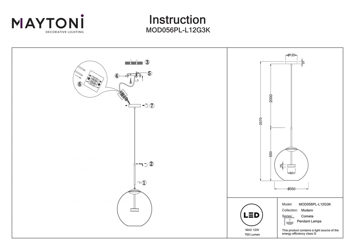 Lampa wisząca Maytoni Cometa IP20 x MOD056PL-L12G3K | Złoto