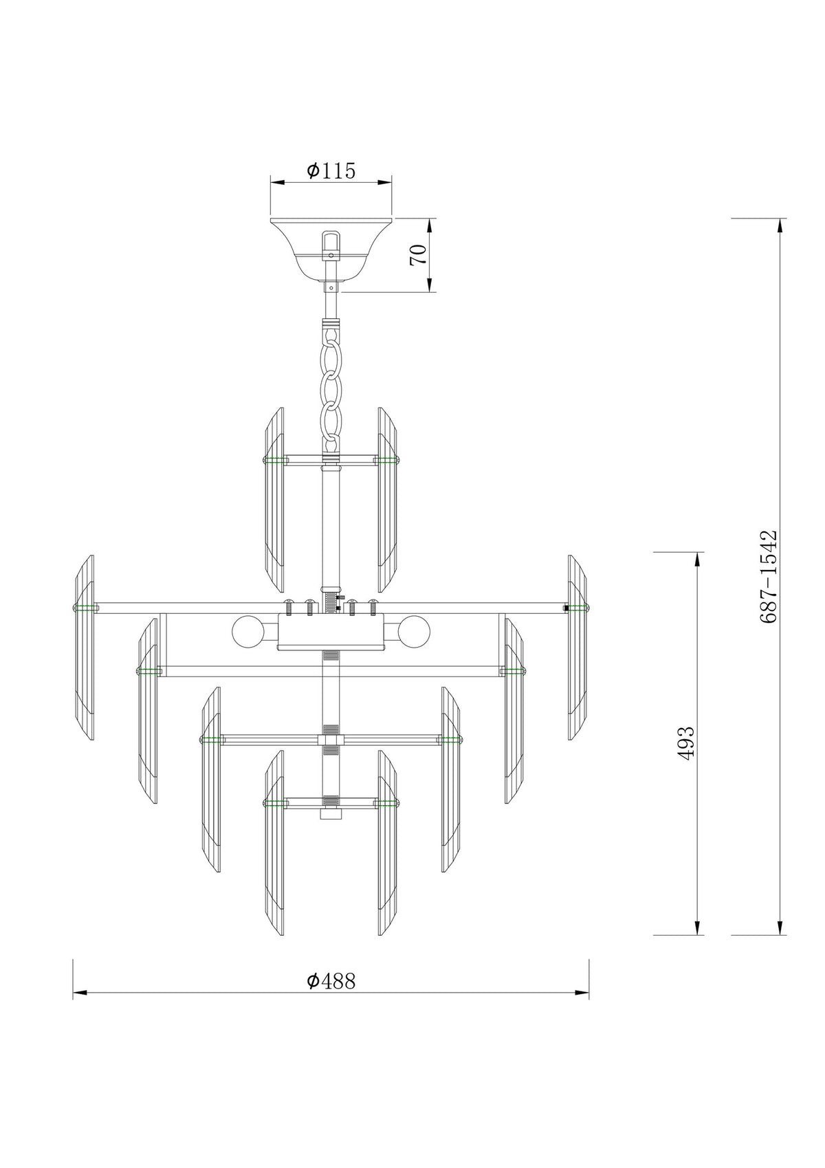 Lampa wisząca Maytoni Flare IP20 6xE14 DIA200PL-06G | Złoto