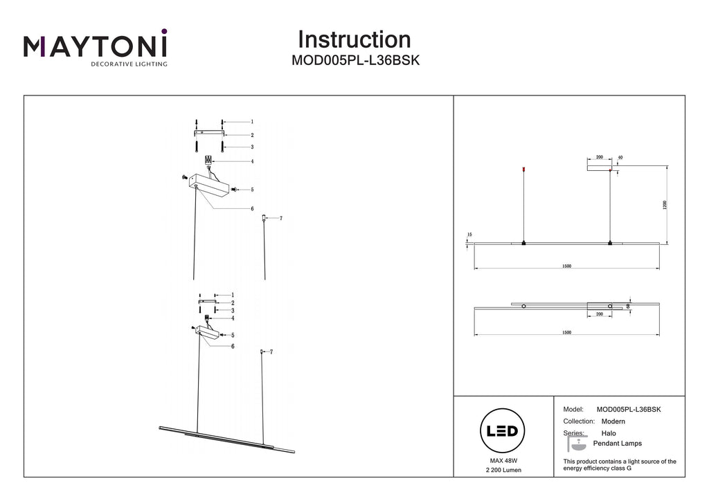 Lampa wisząca Maytoni Halo IP20 x MOD005PL-L36BSK | Mosiądz