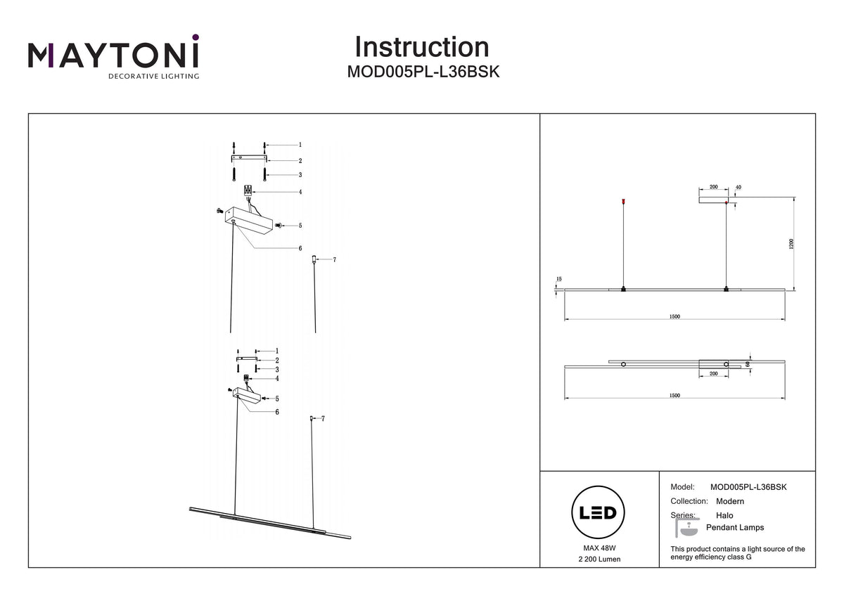 Lampa wisząca Maytoni Halo IP20 x MOD005PL-L36BSK | Mosiądz