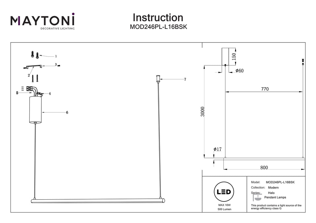 Lampa wisząca Maytoni Halo IP20 x MOD246PL-L16BSK | Mosiądz