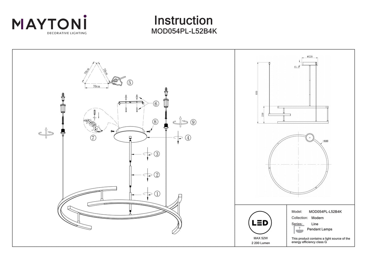 Lampa wisząca Maytoni Line IP20 3x MOD054PL-L52B4K | Czarny