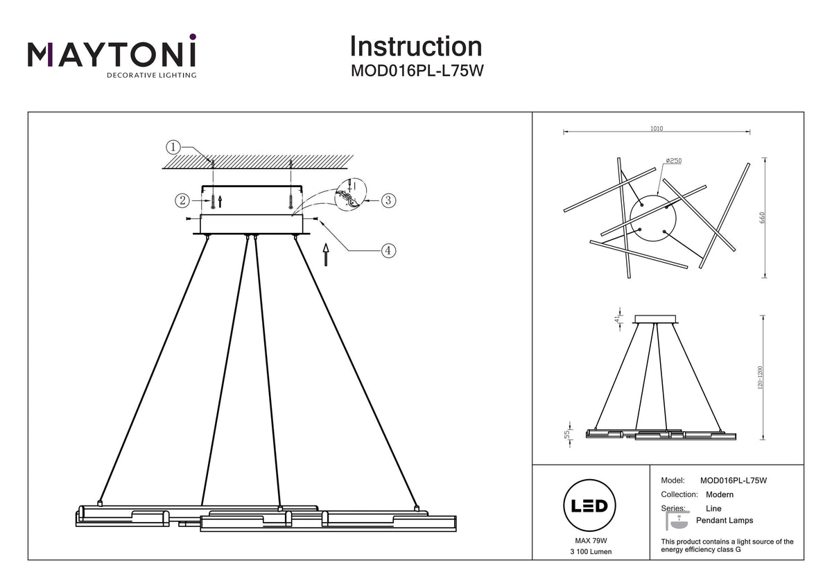 Lampa wisząca Maytoni Line IP20 6x MOD016PL-L75W | Biały