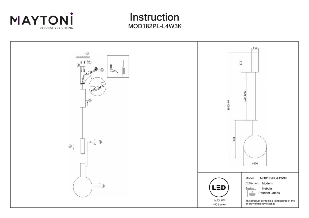 Lampa wisząca Maytoni Nebula IP20 x MOD182PL-L4W3K | Biały