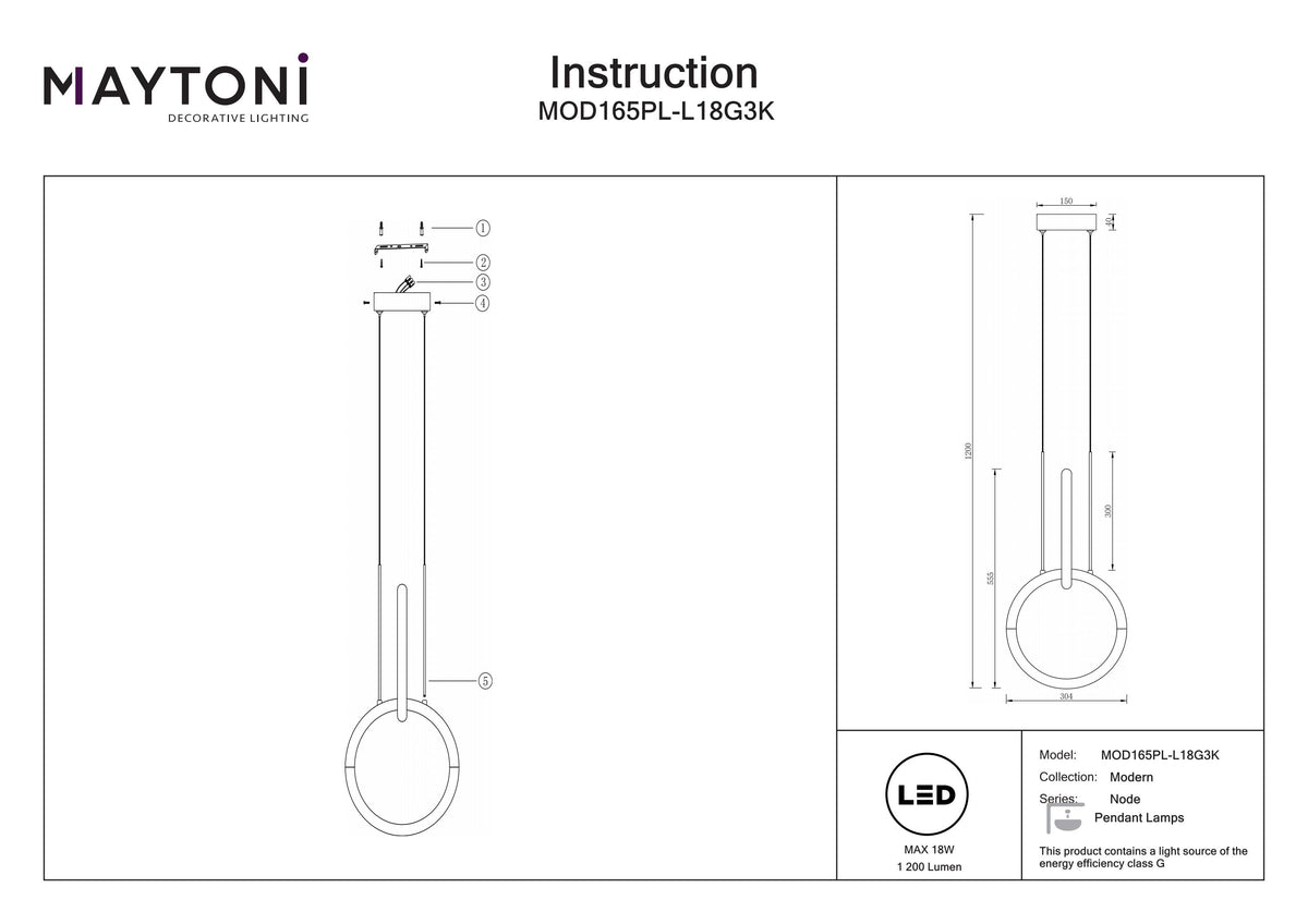 Lampa wisząca Maytoni Node IP20 x MOD165PL-L18G3K | Złoto