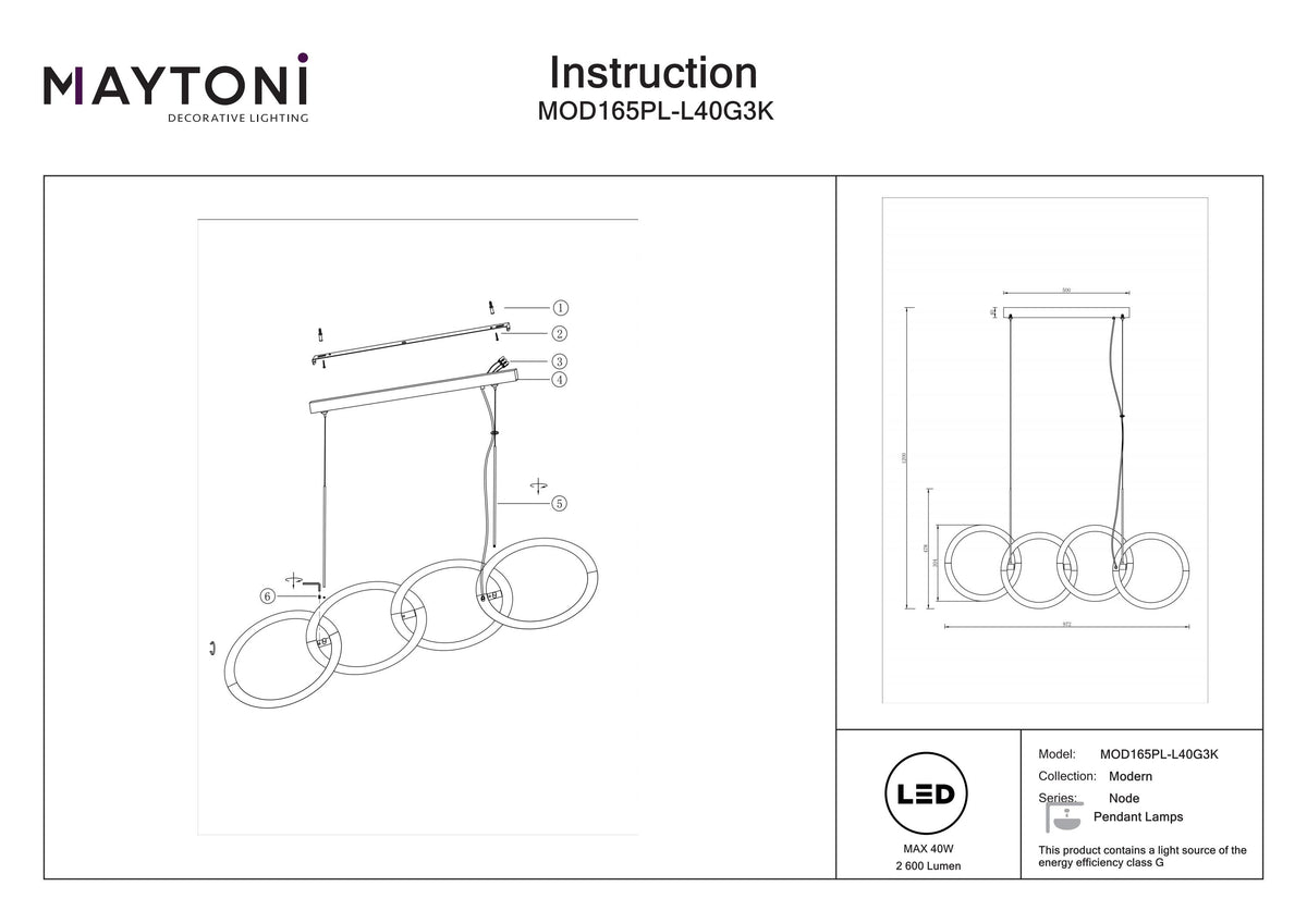 Lampa wisząca Maytoni Node IP20 x MOD165PL-L40G3K | Złoto