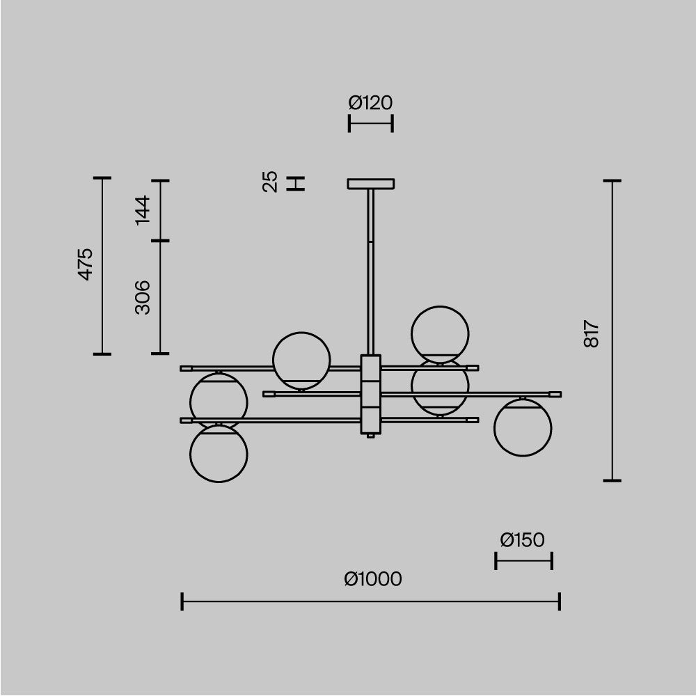 Lampa wisząca Maytoni Nostalgia IP20 6xE14 MOD048PL-06G | Czarno-złoty